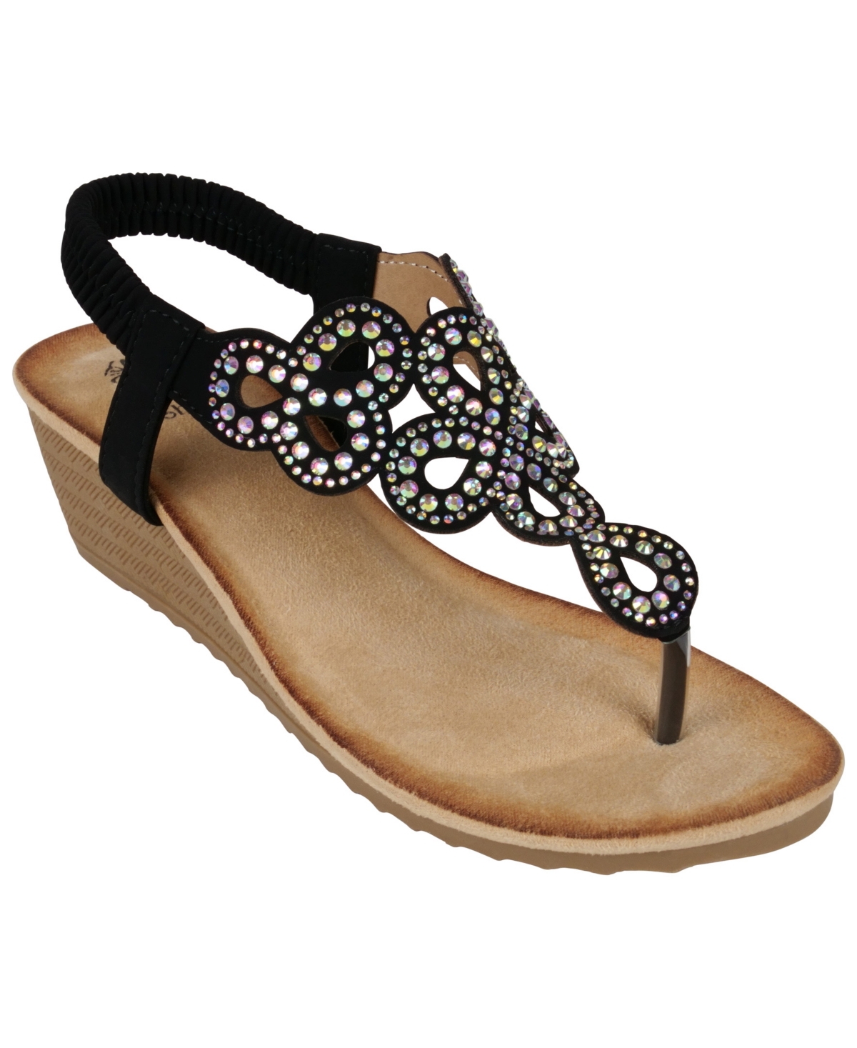 Gc Shoes Women's Madelyn Embellished Wedge Sandals In Black