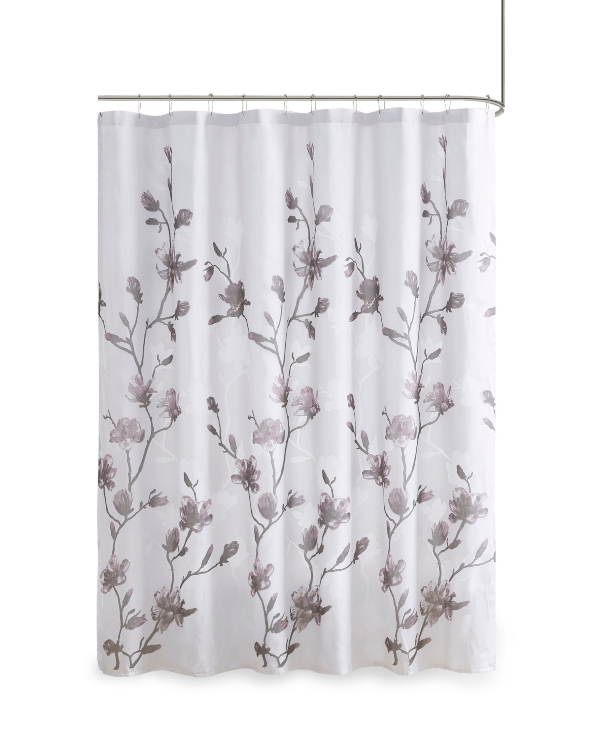 Madison Park Magnolia Floral Printed Burnout Shower Curtain, 72" X 72" In Purple