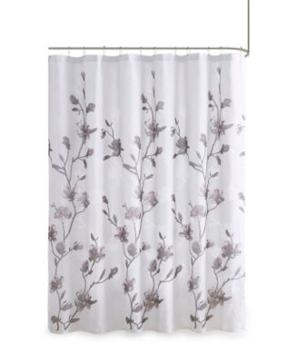 Madison Park Magnolia Floral Printed Burnout Shower Curtain, 72