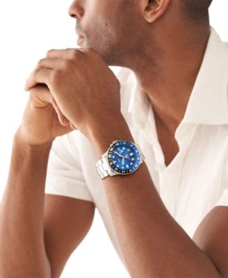 Men's Fossil Blue GMT Stainless Steel Watch, 46mm