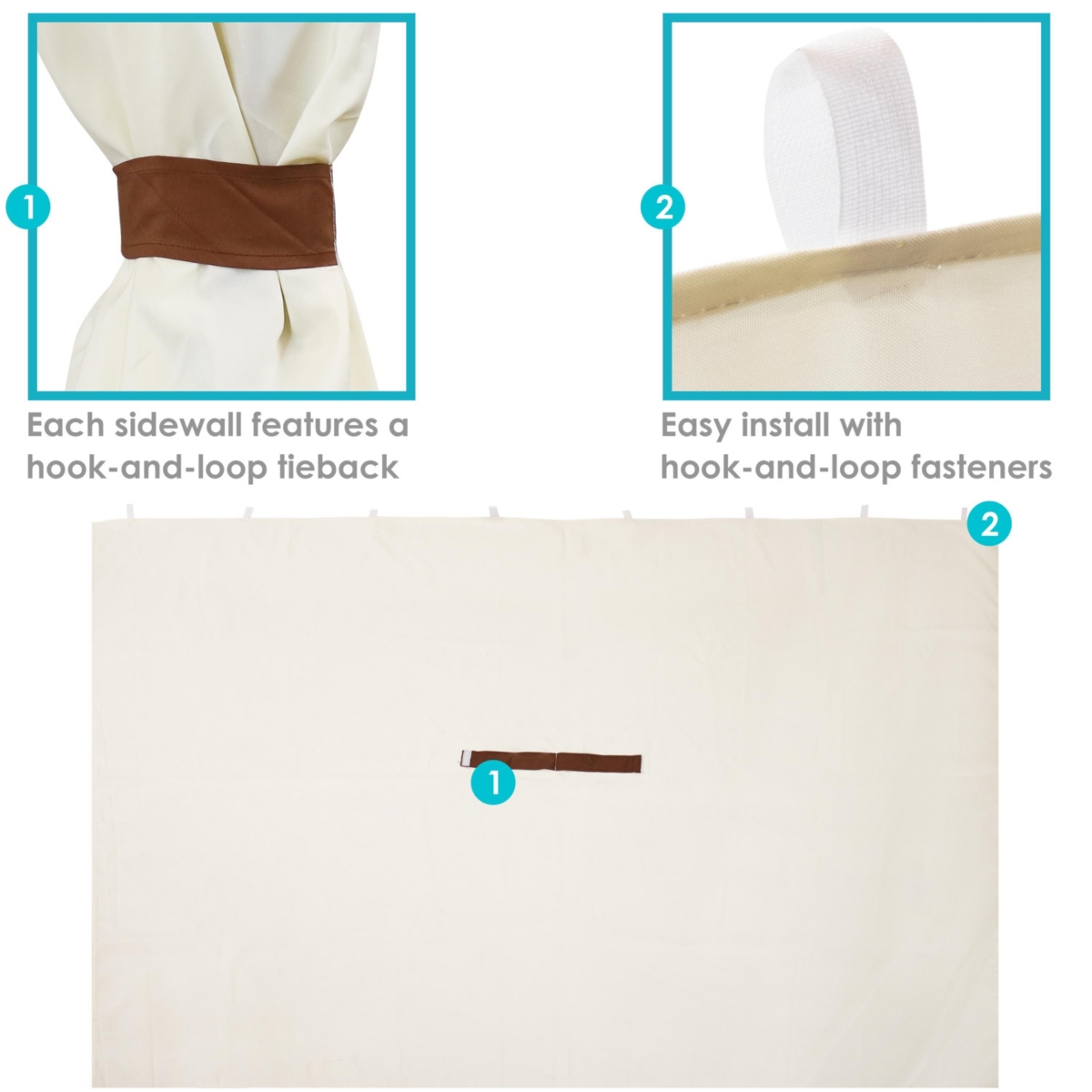 Sunnydaze Decor 4-Piece Polyester Gazebo Sidewall Curtain Set -- Cream