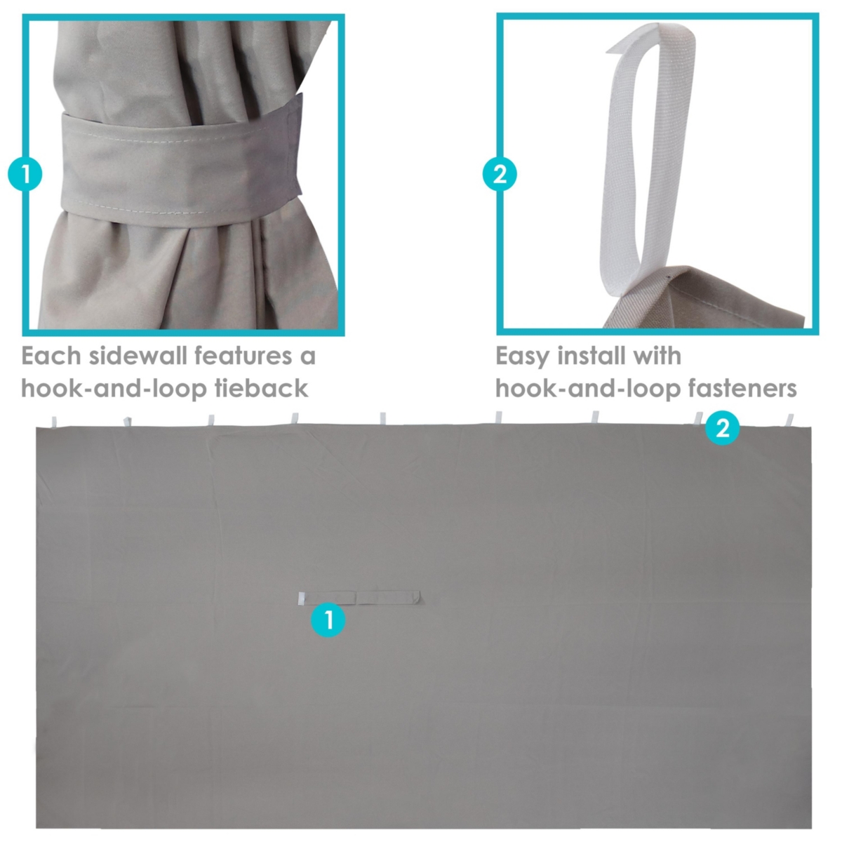 Sunnydaze Decor 4-Piece Polyester Gazebo Sidewall Curtain Set - Gray