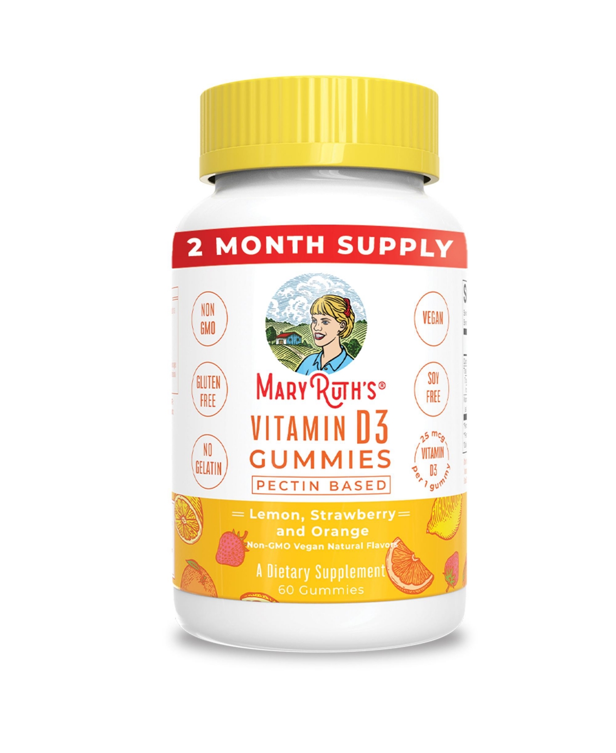 Vitamin D3 Gummies, Strawberry, Org, 60 ct