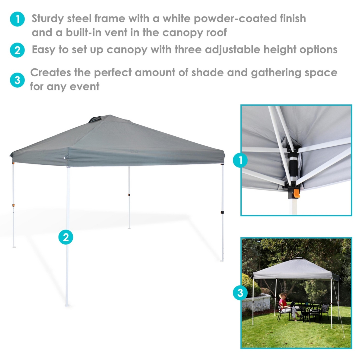 Sunnydaze Decor Premium Pop-Up Canopy with Rolling Bag - x - Gray