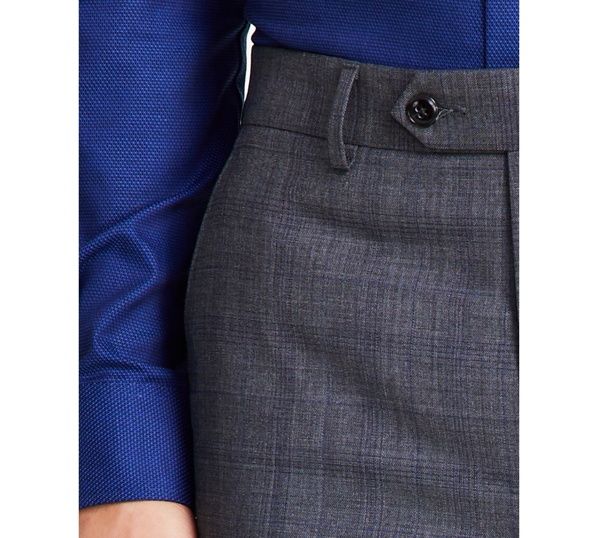 Michael Kors Men's Plaid Classic-Fit Wool-Blend Stretch Suit Separate Pants -blue Plaid