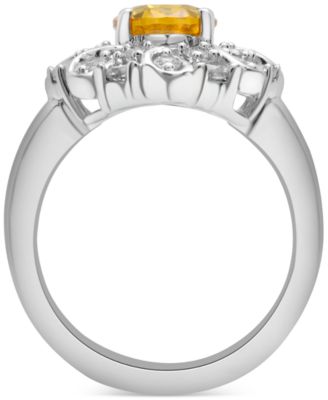 Citrine (1-5/8 ct. t.w.) & Lab-Grown White Sapphire (1-1/8 ct. t.w.) Looped Halo Ring in Sterling Silver