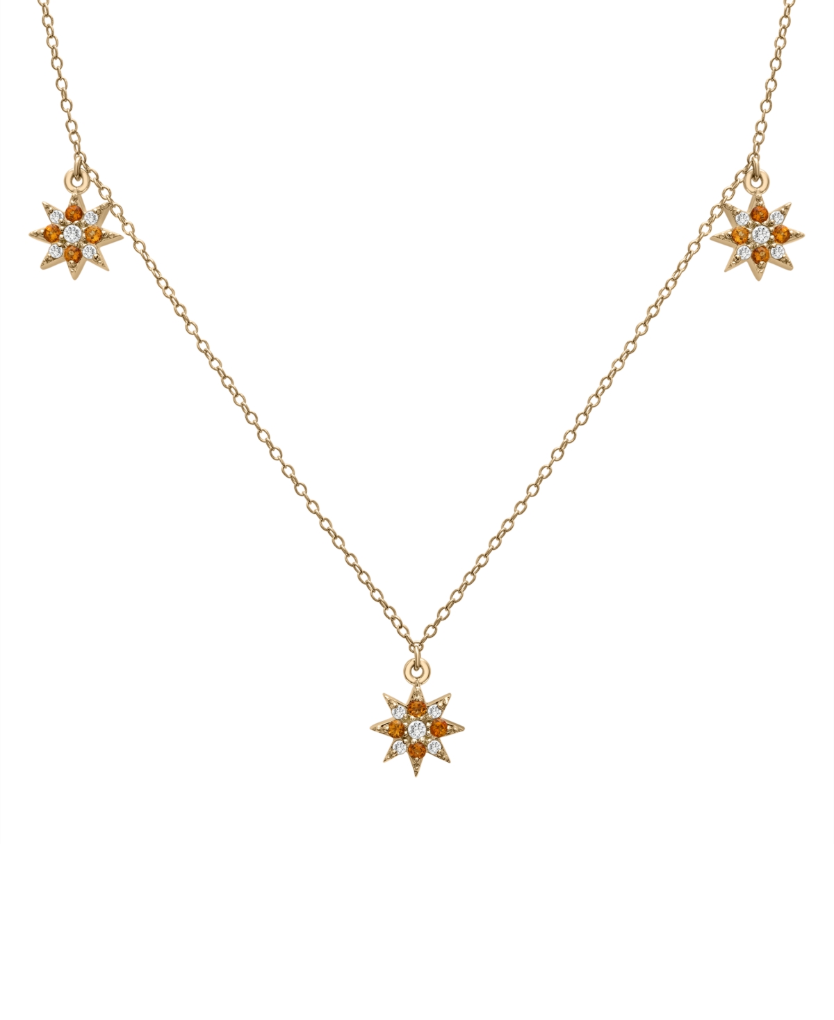 Macy's Citrine (1/4 Ct. T.w.) & Lab-grown White Sapphire (1/5 Ct. T.w.) Star Dangle Collar Necklace In 14k In Citrine