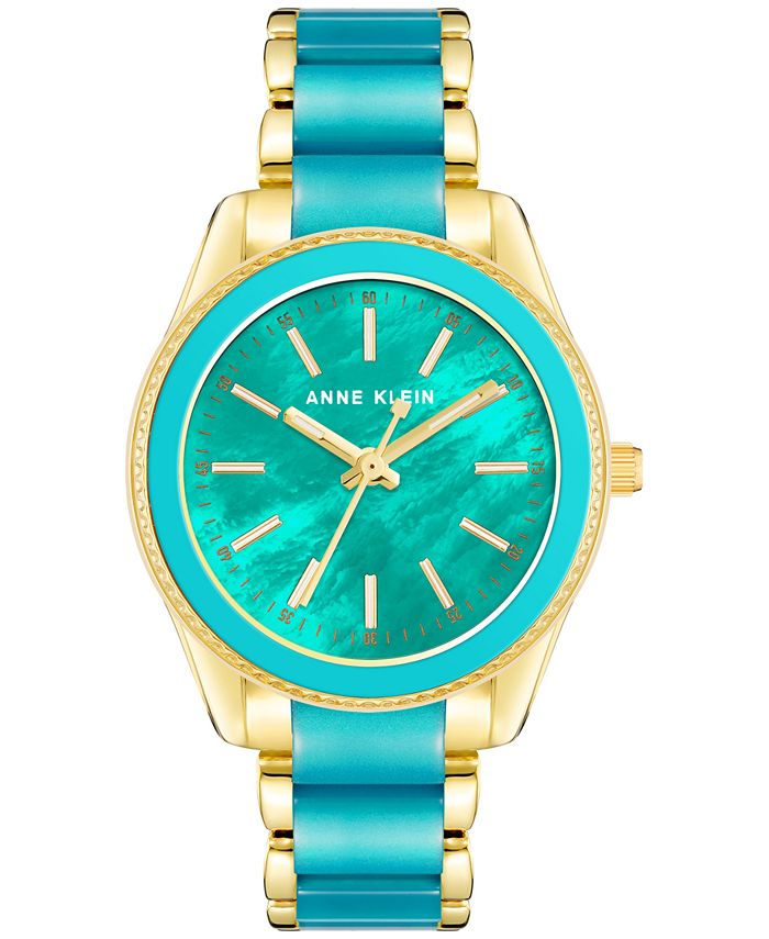 Anne Klein Women s Teal Gold Tone Bracelet Watch 38mm Macy s