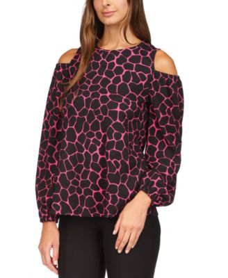 Michael Kors - Women's Giraffe Print Cold-Shoulder Top