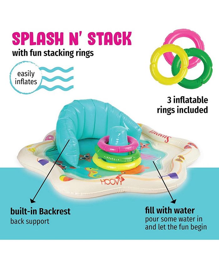 Hoovy Inflatable Baby Splash Mat with Backrest & Fun Stackable Rings
