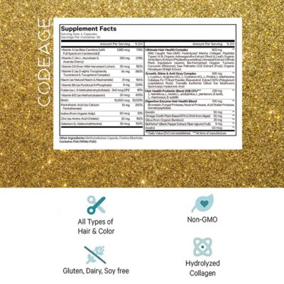 Hair Vitamins 10000 mcg Biotin, Keratin, Collagen, Vitamin A, B12, C, D3, E, Zinc, Turmeric, Probiotics, Enzymes, Inositol - Hair Care Support - Healthy Hair Supplement Pills - 120 Capsules