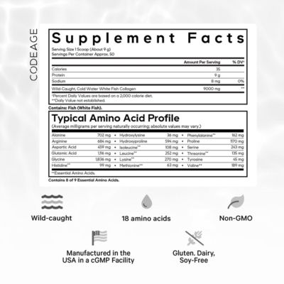 Marine Collagen Powder - Wild-Caught Hydrolyzed Fish Collagen Peptides - Type 1 & 3 Collagen Protein Supplement - Amino Acids, 15.87 Ounces