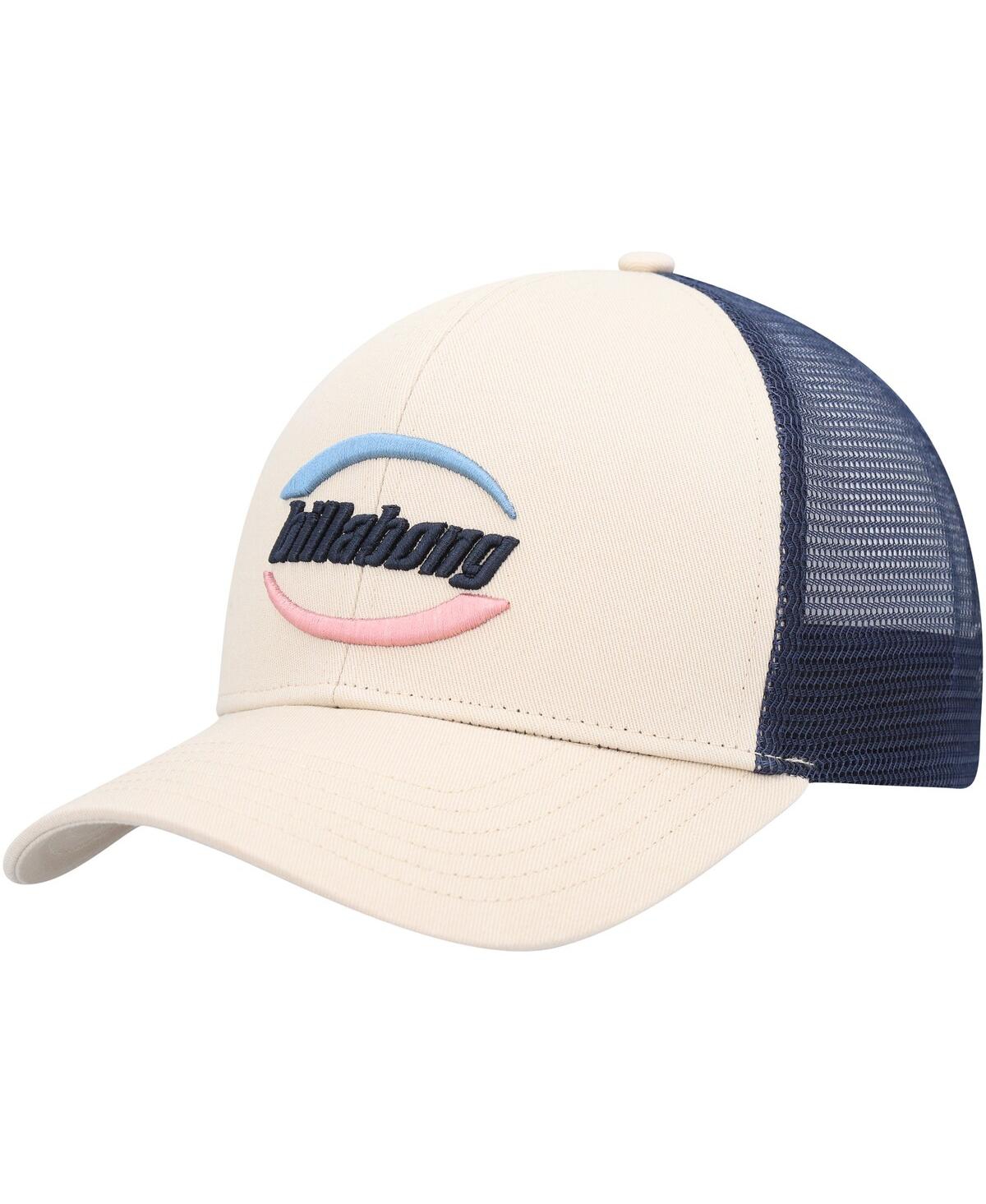 Men's Billabong Cream, Navy Walled Trucker Adjustable Snapback Hat - Cream, Navy