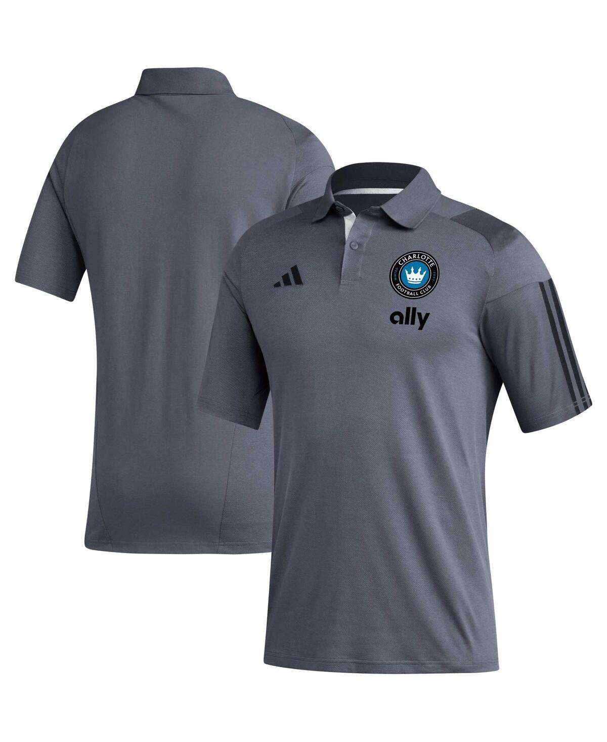 Men's adidas Gray Charlotte Fc 2023 On-Field Training Polo Shirt - Gray