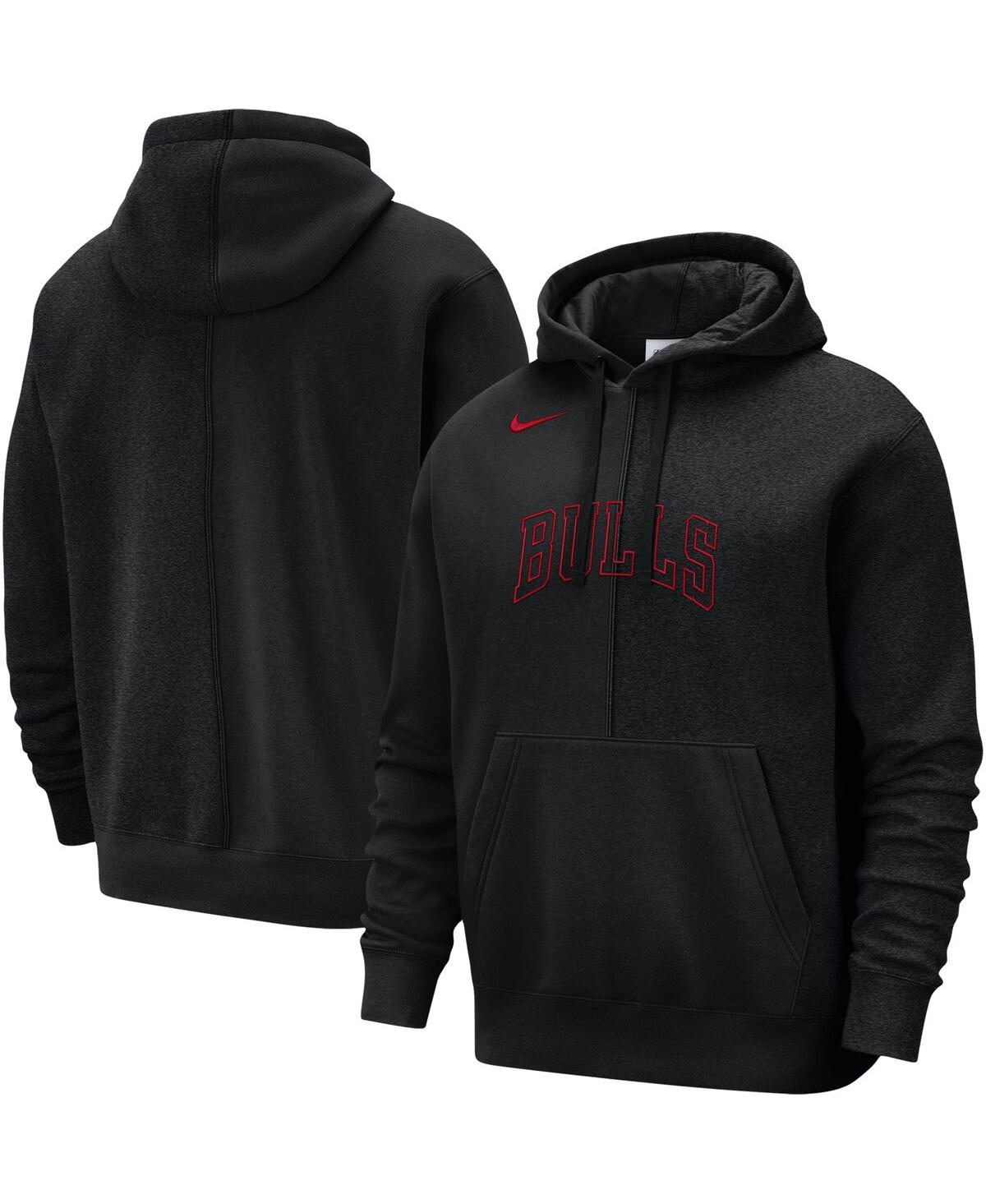 Shop Nike Men's  Black Chicago Bulls Courtside Versus Stitch Split Pullover Hoodie