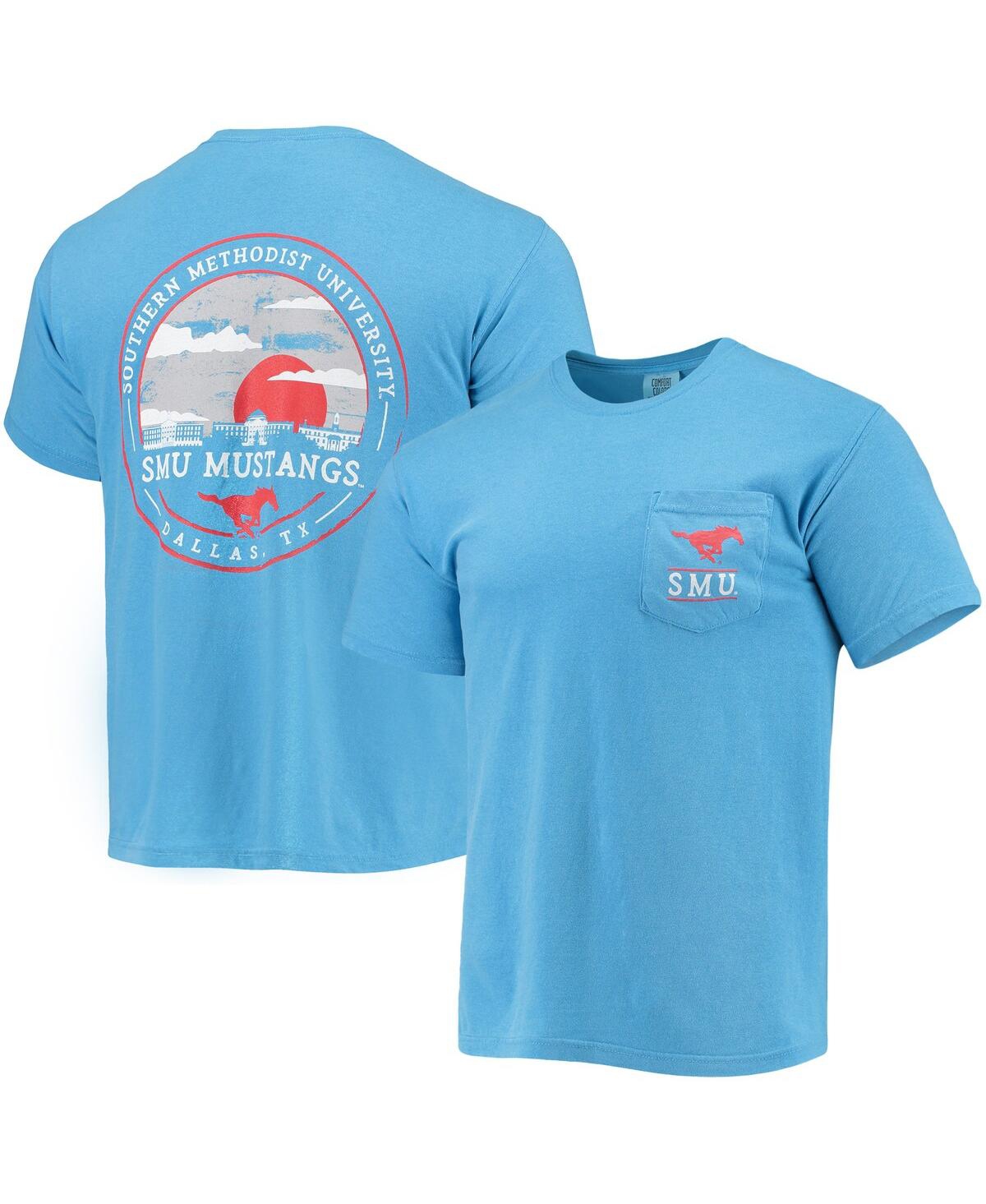 Image One Light Blue Smu Mustangs Circle Campus Scene T-shirt In Light Blue
