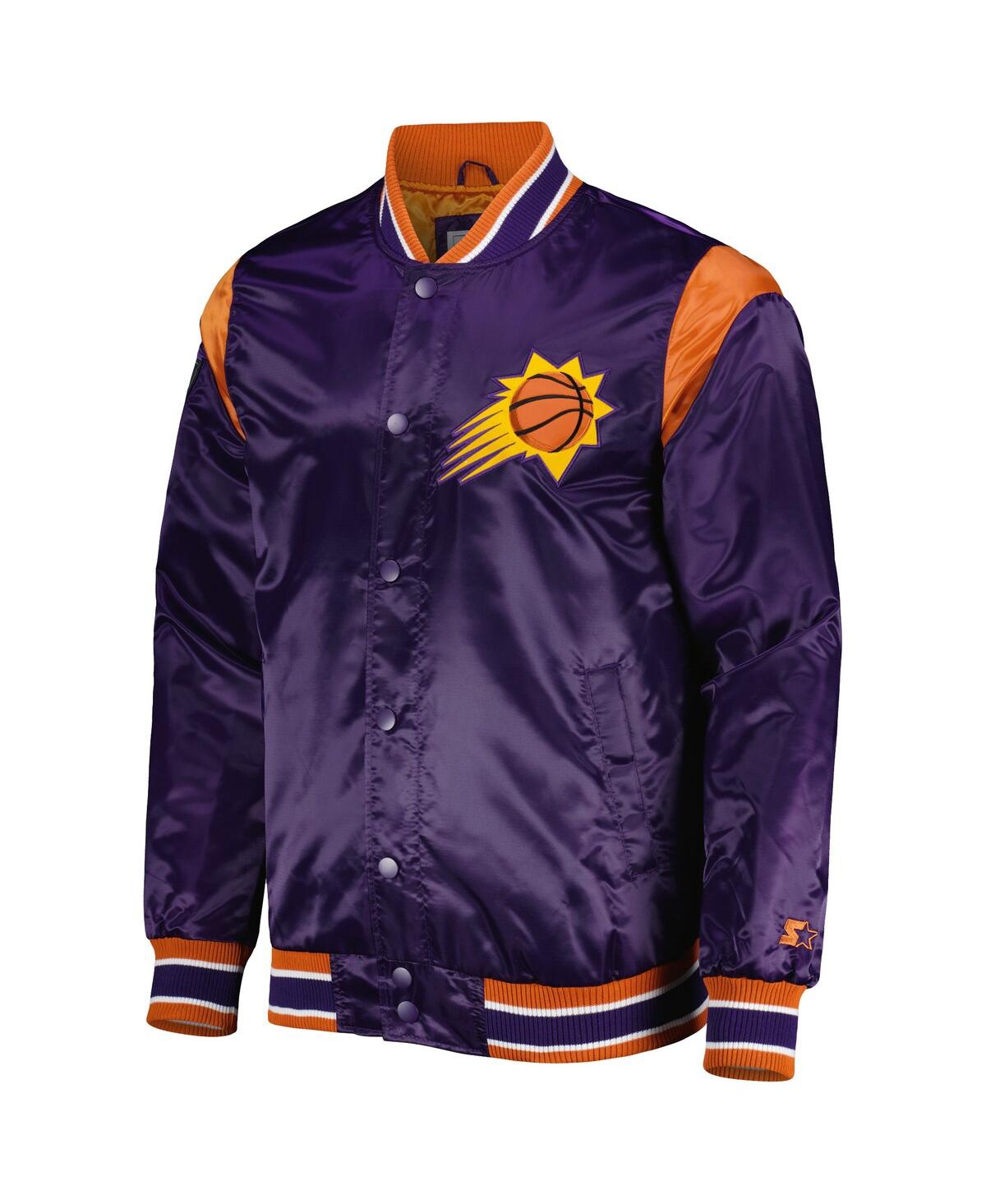 Starter Purple Phoenix Suns Force Play Satin Full-snap Varsity Jacket In Purple