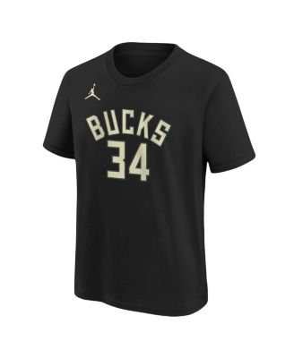 Big Boys and Girls Giannis Antetokounmpo Black Milwaukee Bucks Statement Edition Name and Number Player T-shirt
