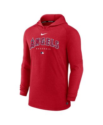 Men's Heather Red Los Angeles Angels Authentic Collection Early Work Tri-Blend Performance Pullover Hoodie