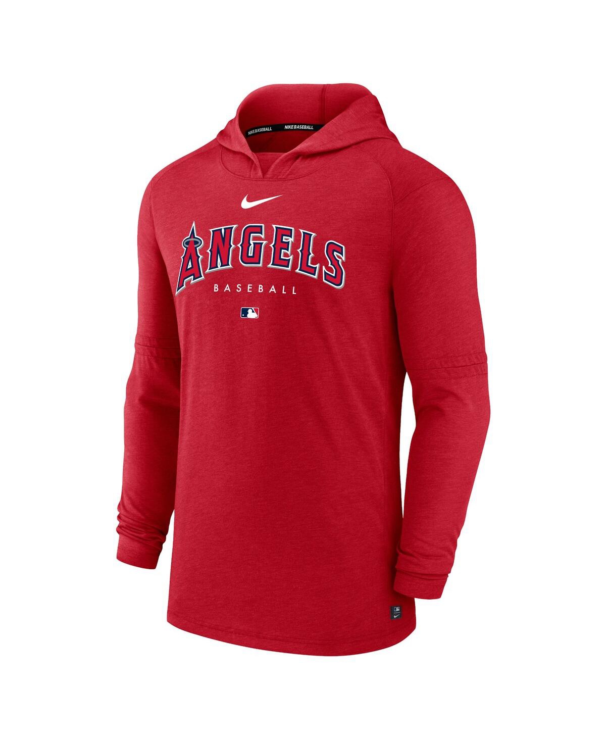 Men's NikeLos Angeles Angels Authentic Collection Early Work Tri-Blend Performance Pullover Hoodie - Heather Red