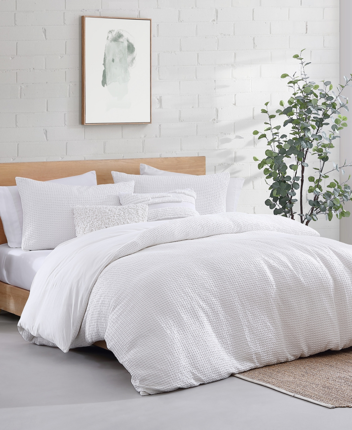 Dkny Modern Waffle 3 Piece Comforter Set, King In White