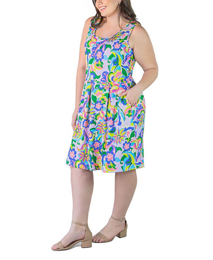 24seven Comfort Apparel Plus Size Sleeveless Pocket Dress & Reviews