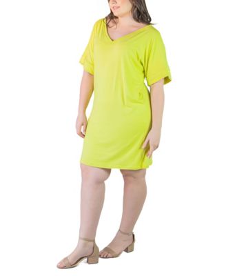 Plus Size Loose Fit V-Neck T Shirt Dress