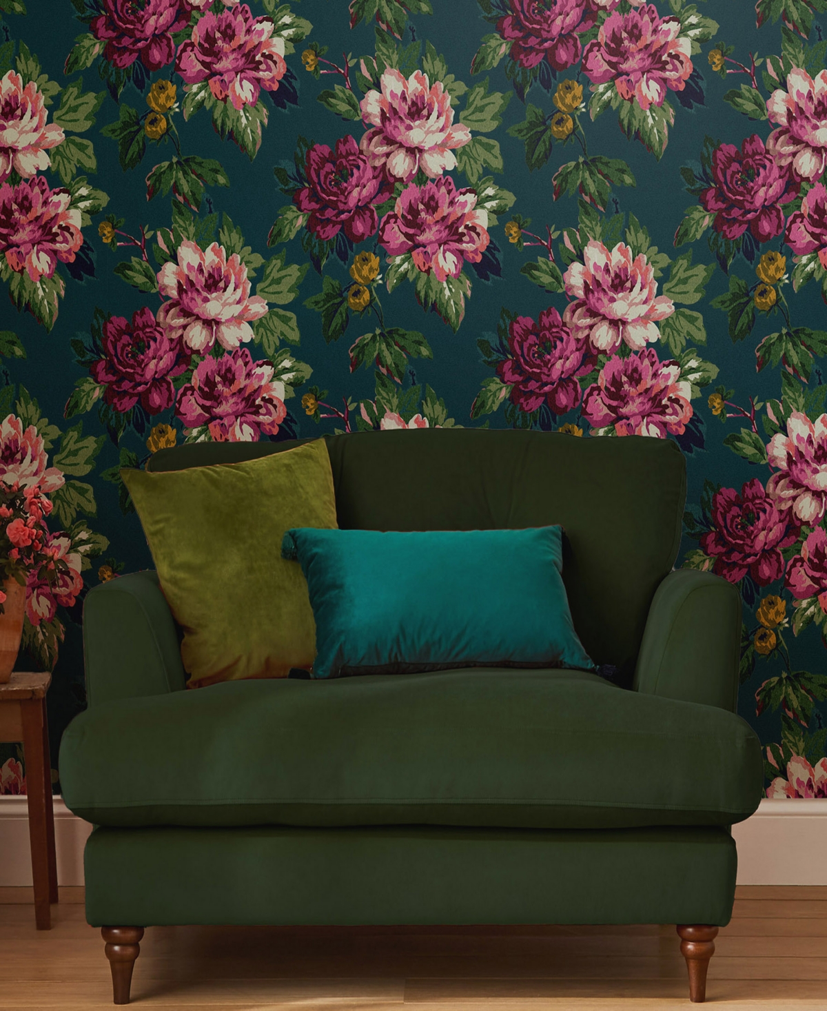 Joules Invite Floral Wallpaper In Peacock