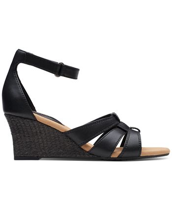 Clarks Women's Kyarra Joy Ankle-Strap Woven Wedge Sandals - Macy's