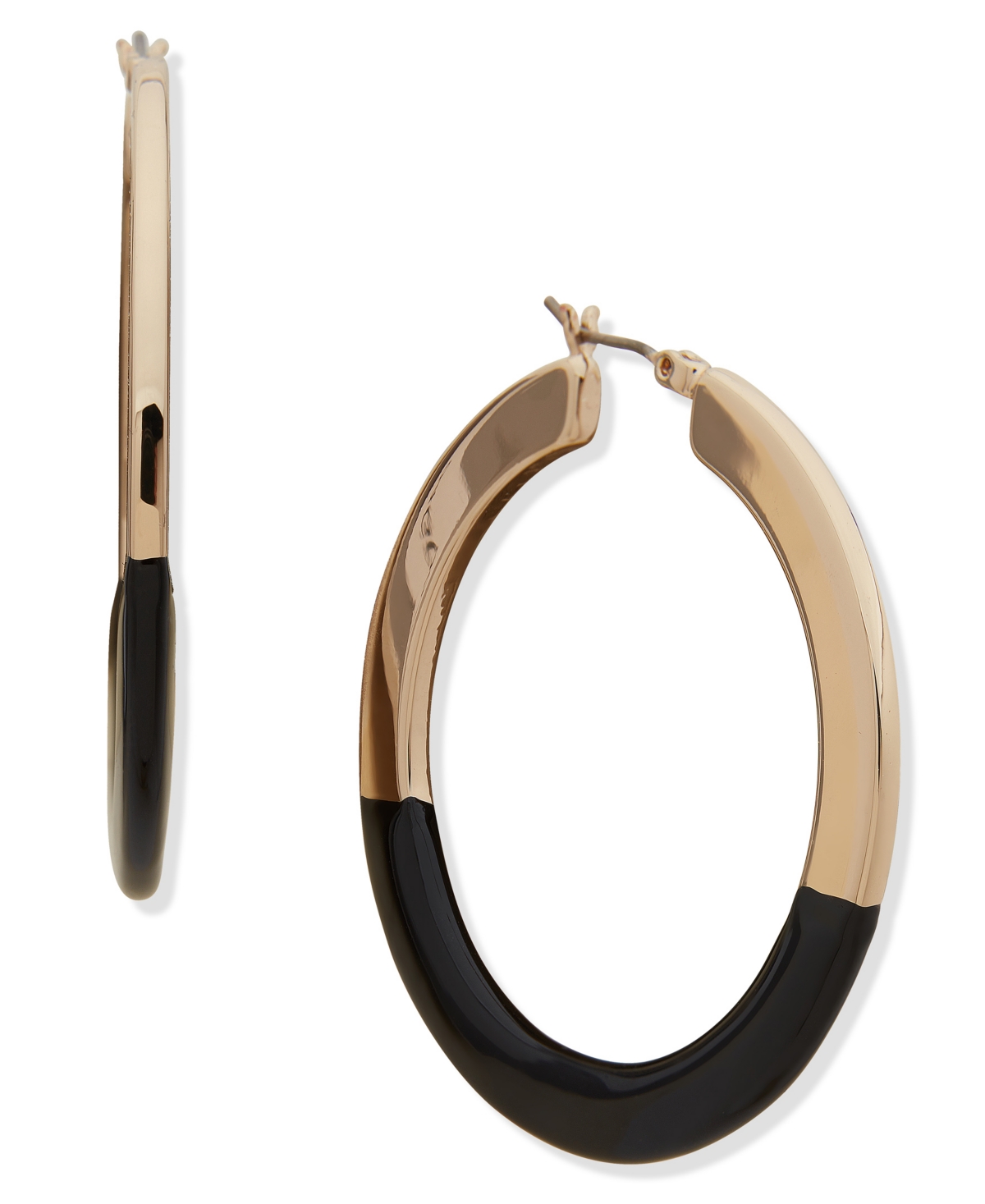 Dkny Gold-Tone Enamel Click Top Hoop Earrings, 1-2/5"