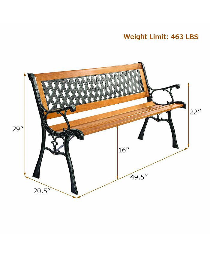 Costway 49 1/2'' Patio Park Garden Bench Porch Path Chair Outdoor Deck