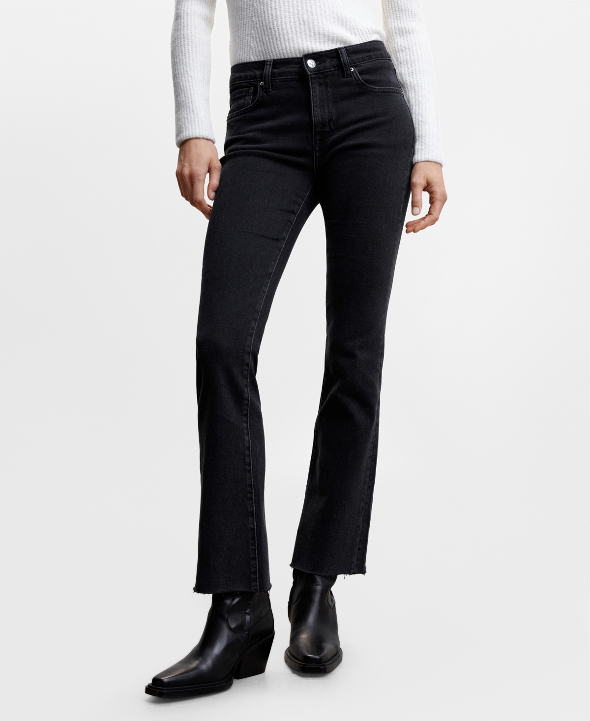 Women's Medium-Rise Flared Jeans - Black Denim
