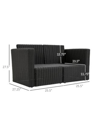 2 Piece Patio Wicker Corner Sofa Set, Outdoor PE Rattan Furniture, with Curved Armrests and Padded Cushions for Balcony, Garden, or Lawn, Lawn, Beige