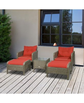 5pcs Outdoor Patio Furniture Set All Weather Wicker Conversation Set