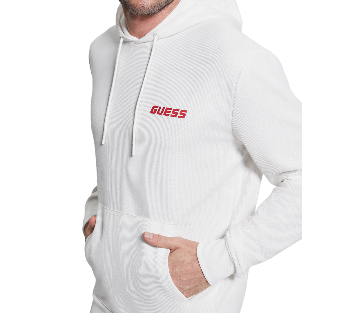 Guess Men's Korbin Hooded Logo Sweatshirt In Salt White