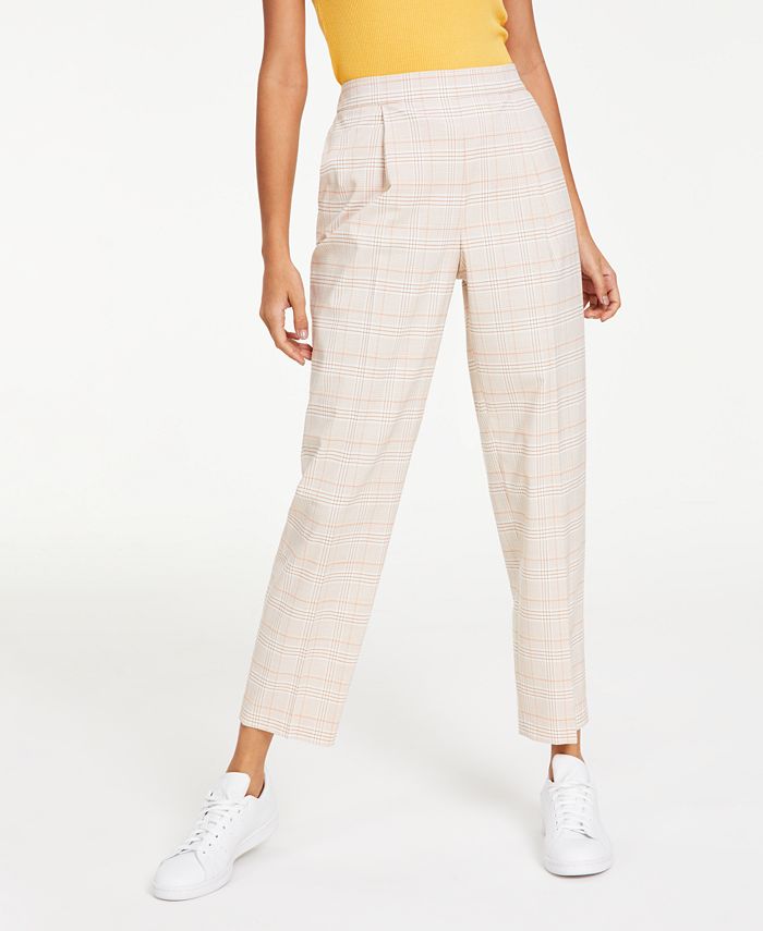 Bar III Women's Plaid Pull-On Ankle Pants, Created for Macy's - Macy's
