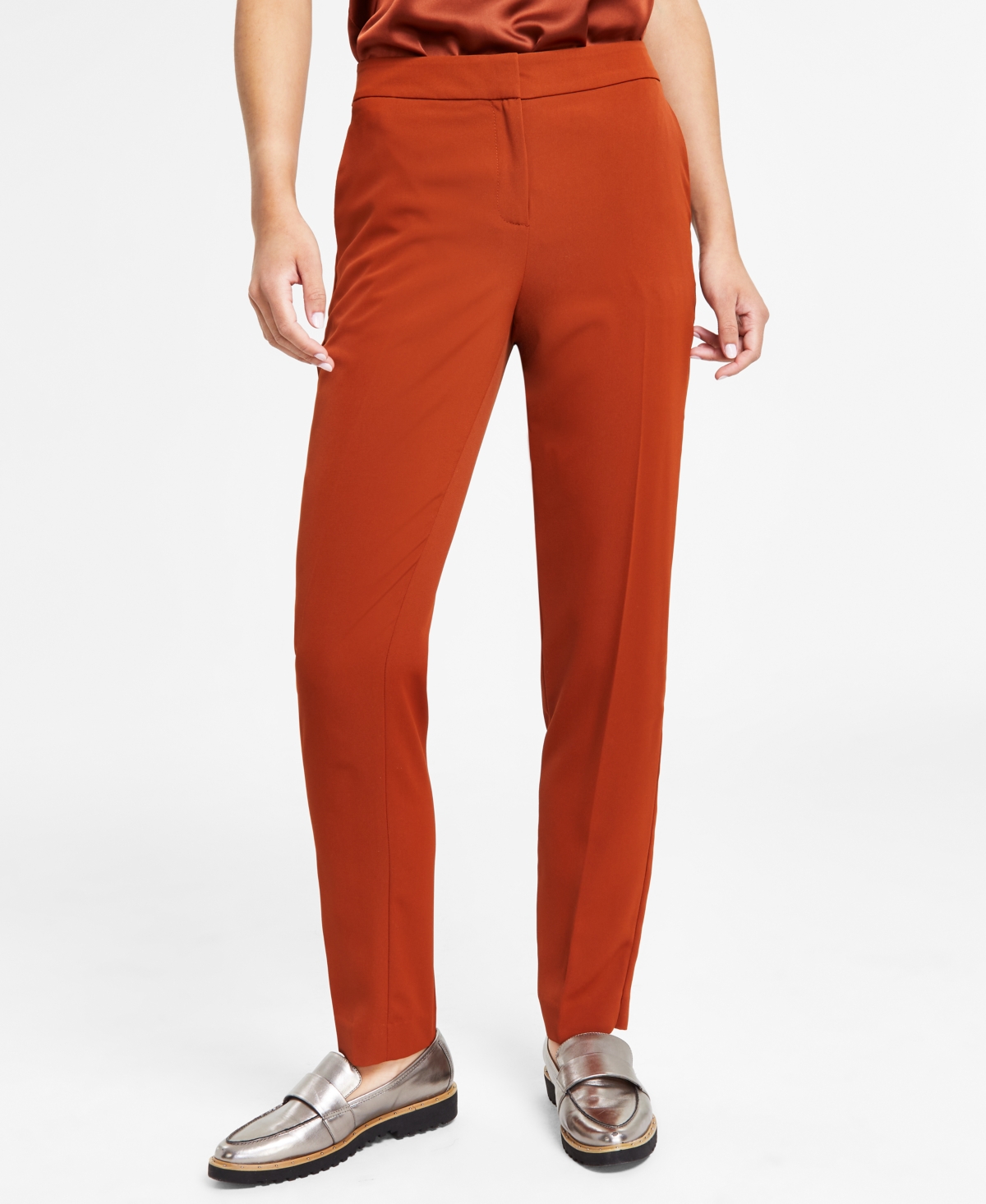 Bar Iii Women's Mid-Rise Fly-Front Straight-Leg Pants, Created for Macy's
