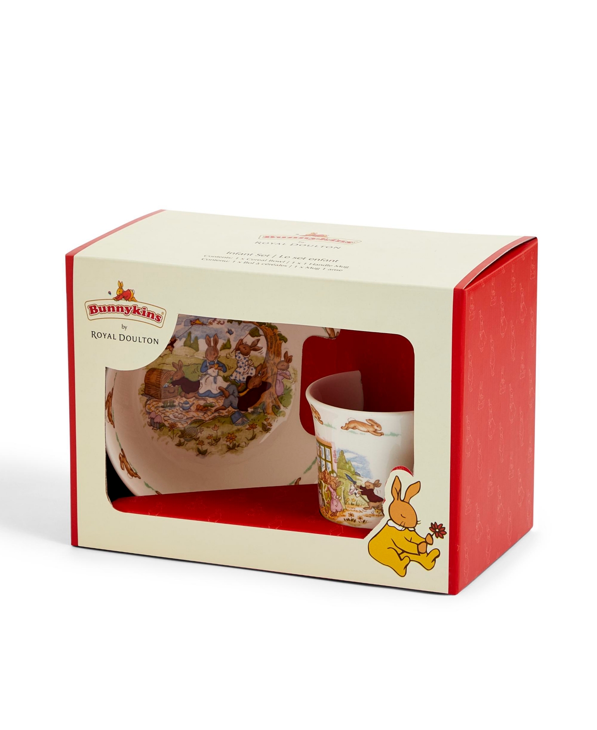 Royal Doulton Bunnykins Baby Bowl & 2 Handle Mug 2 Piece Set In Multi