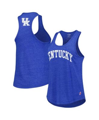Women's Heather Royal Kentucky Wildcats Two-Hit Intramural Tri-Blend Scoop Neck Racerback Tank Top