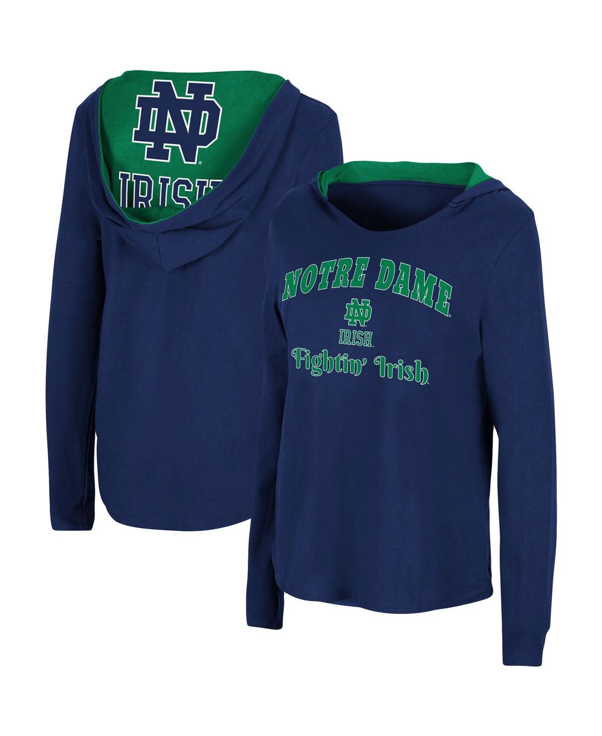 Colosseum Women's  Navy Notre Dame Fighting Irish Catalina Hoodie Long Sleeve T-shirt In Navy
