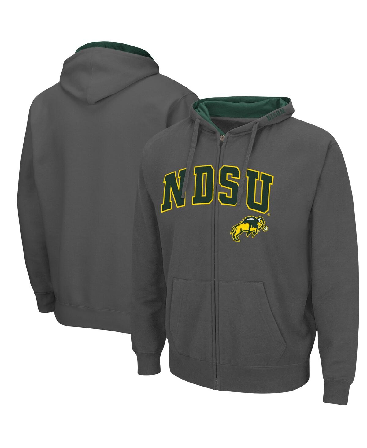 Colosseum Men's Ndsu Bison Arch And Logo 3.0 Full-zip Hoodie In Charcoal