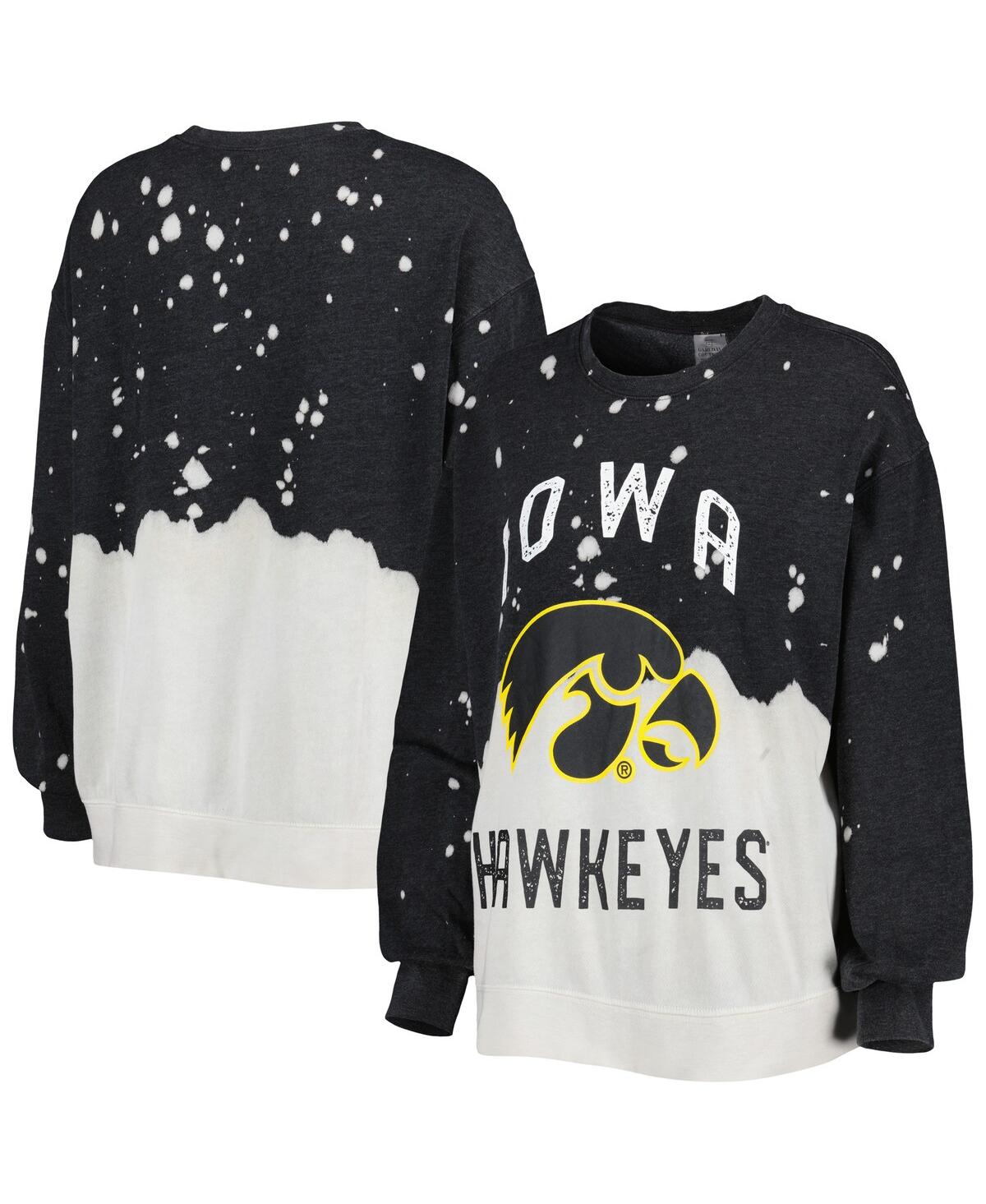 Gameday Couture Women's  Black Iowa Hawkeyes Twice As Nice Faded Dip-dye Pullover Sweatshirt