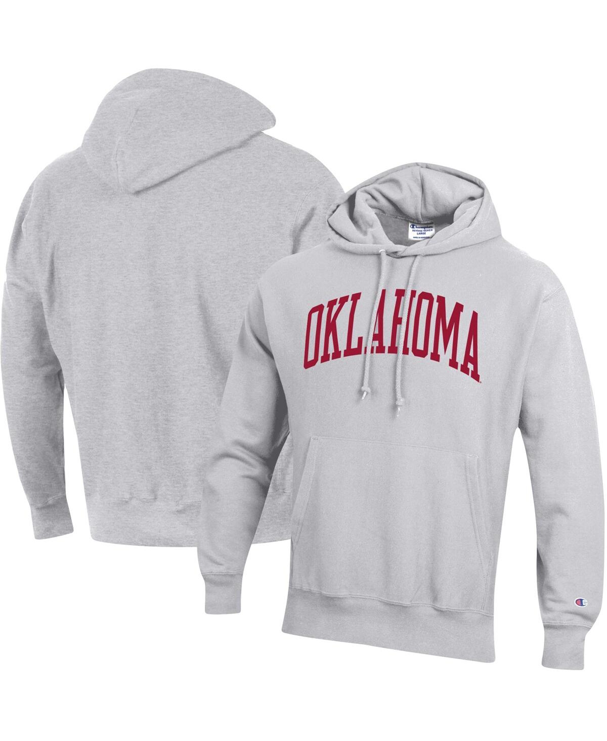 Champion Men's  Heathered Gray Oklahoma Sooners Big And Tall Reverse Weave Fleece Pullover Hoodie Swe