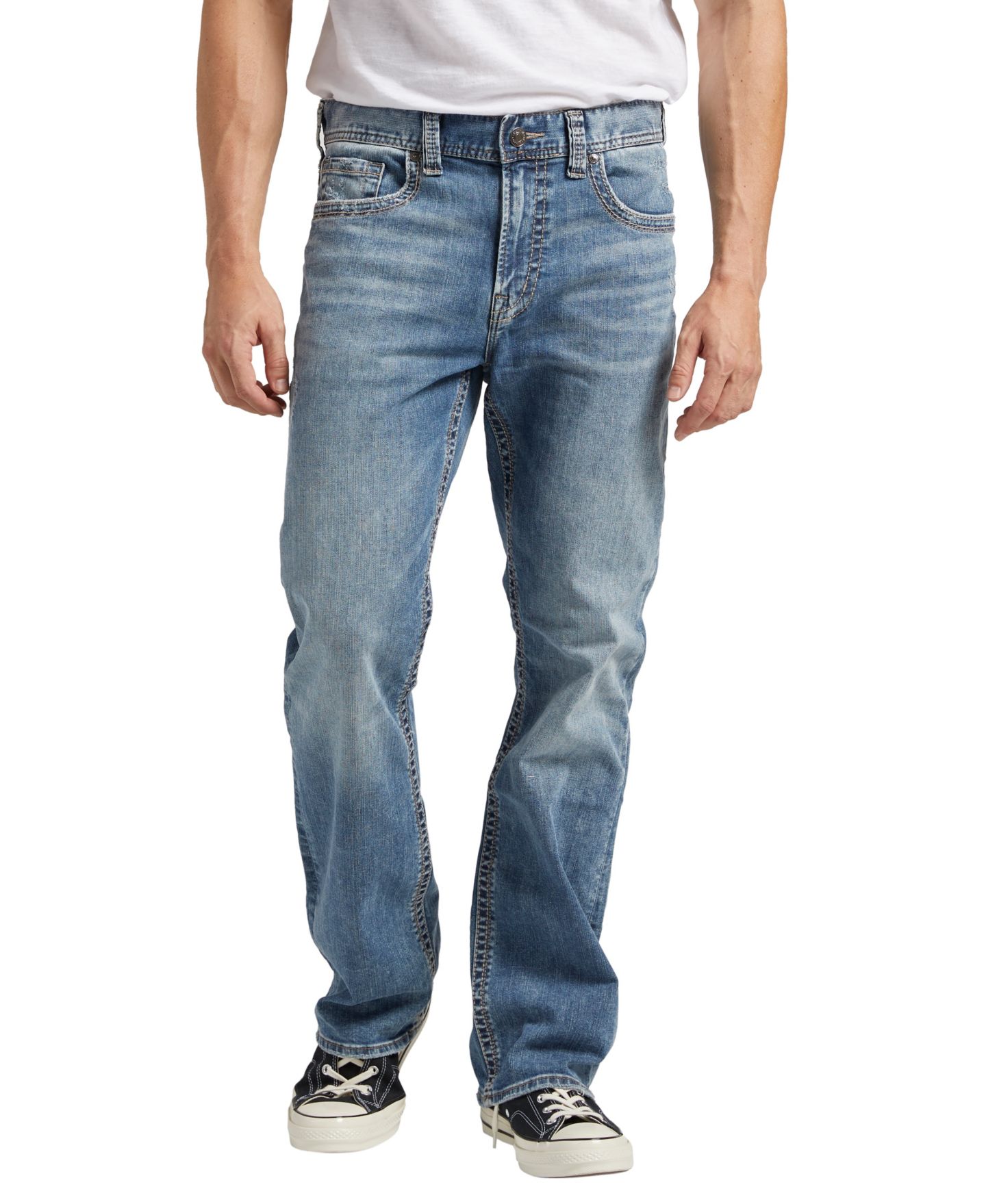 Мужские джинсы Silver Jeans Co. Craig Classic-Fit Bootcut Stretch, цвет: Тёмный синий — фото 2