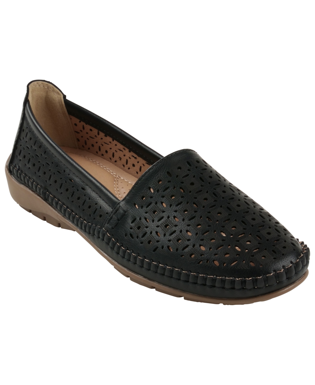 Gc Shoes Women's Martha Perforated Slip On Flats In Black