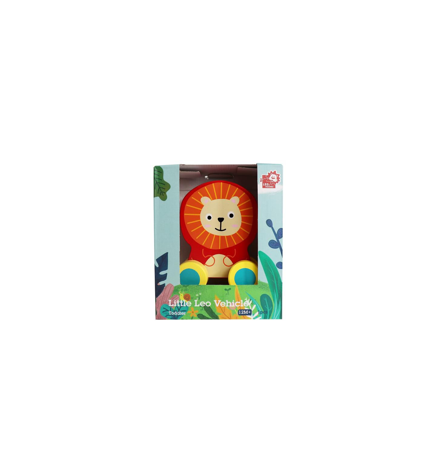 Детская игрушка Leo & Friends Little Leo Rolling Wheels Wooden Lion Vehicle Toy, цвет: Assorted Pre-Pack — фото 2