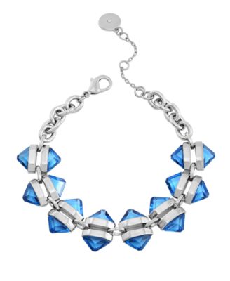 Imitation Red Siam Epoxy Gold-Tone Cable Chain Bracelet