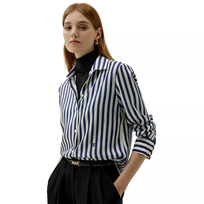 Women's Classic Striped Silk Regular Fit Shirt