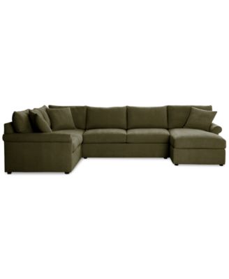 CLOSEOUT! Wrenley 138" 3-Pc. Fabric Sectional Chaise Sleeper Sofa, Created for Macy's