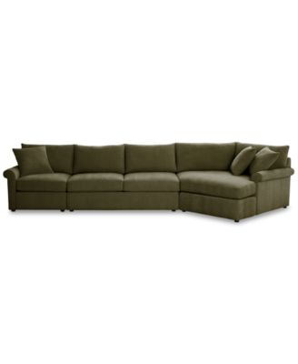 CLOSEOUT! Wrenley 166" 3-Pc. Fabric Cuddler Chaise Sectional Sofa, Created for Macy's